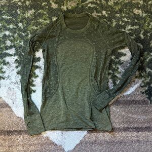 lululemon athletica Olive Green Long Sleeve swiftly Top